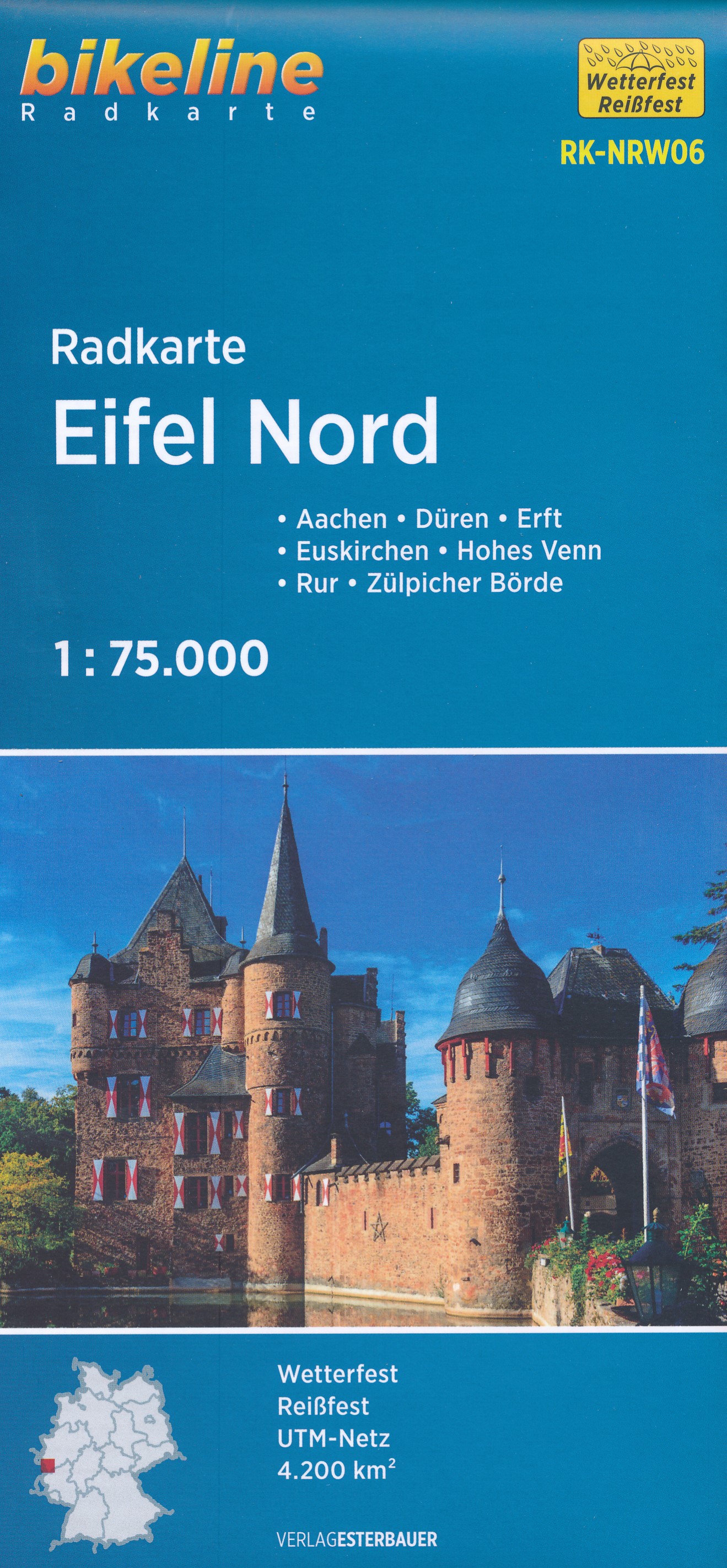 Online bestellen: Fietskaart NRW06 Bikeline Radkarte Eifel Nord | Esterbauer