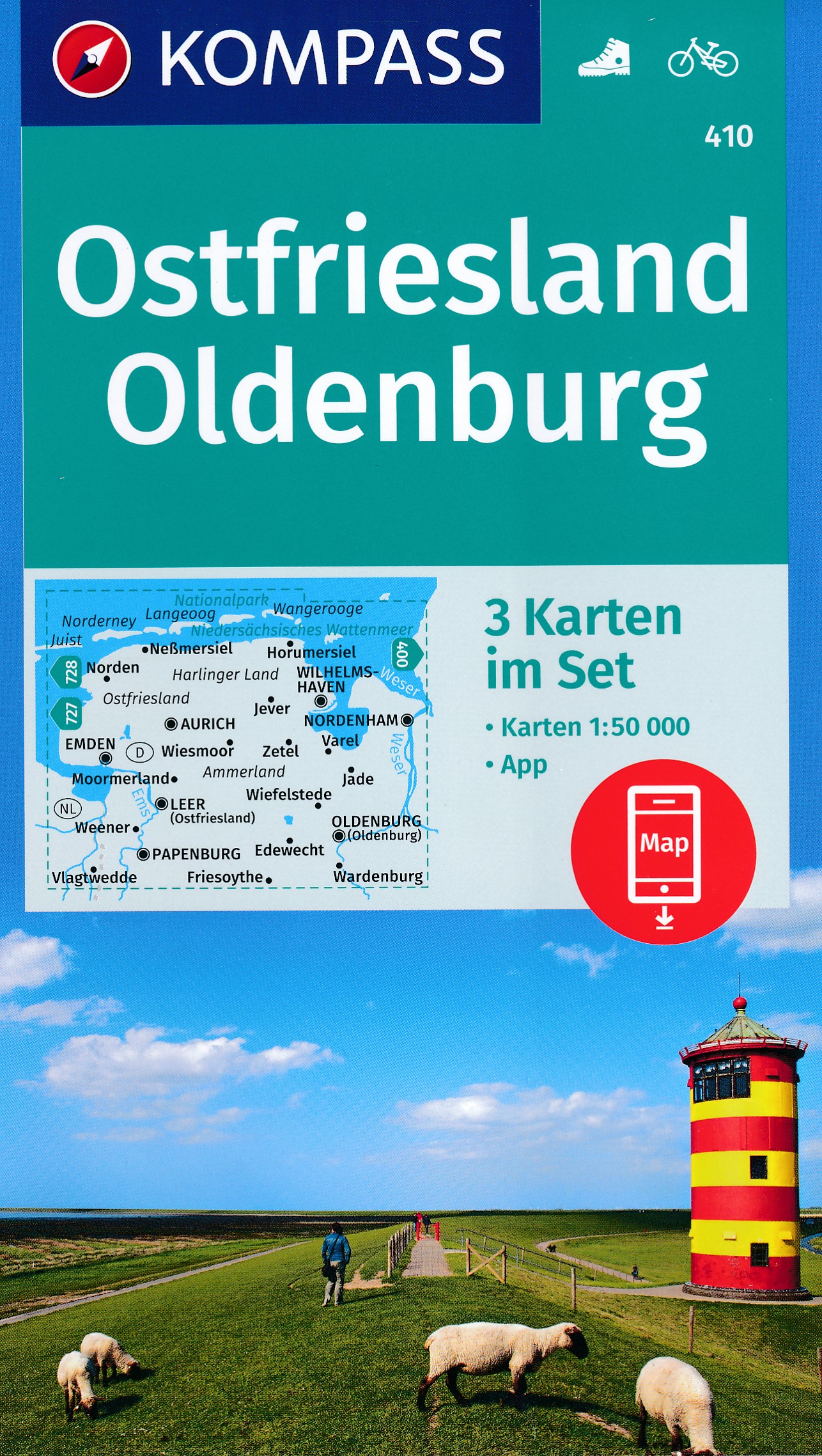 Online bestellen: Wandelkaart 410 Ostfriesland Oldenburg | Kompass
