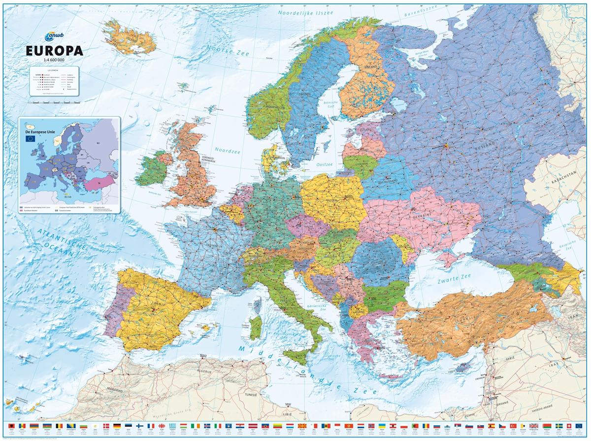 Lot Laatste Vierde Wandkaart Europa, 138 x 96 cm | ANWB Media | 9789018031091 | Reisboekwinkel  De Zwerver