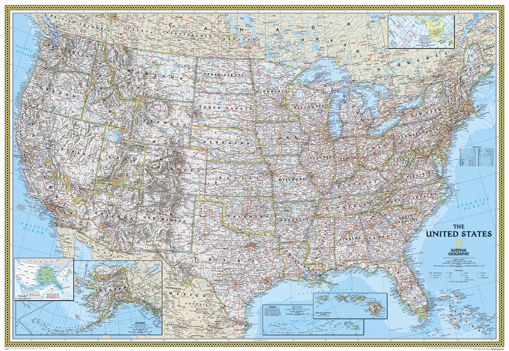 Online bestellen: Wandkaart USA - Verenigde Staten Political, 110 x 77 cm | National Geographic