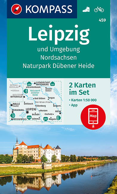 Online bestellen: Wandelkaart 459 Leipzig | Kompass