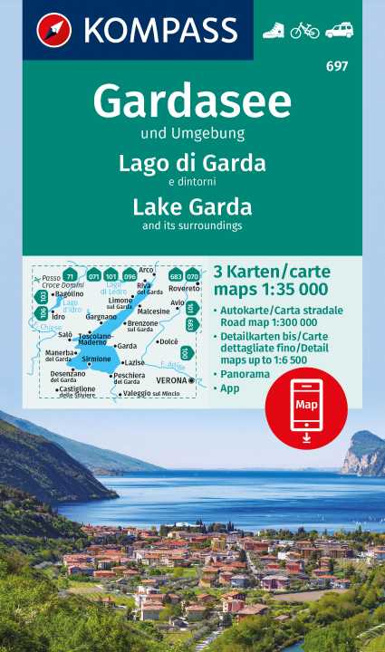 Online bestellen: Wandelkaart 697 Gardasee und Umgebung | Kompass