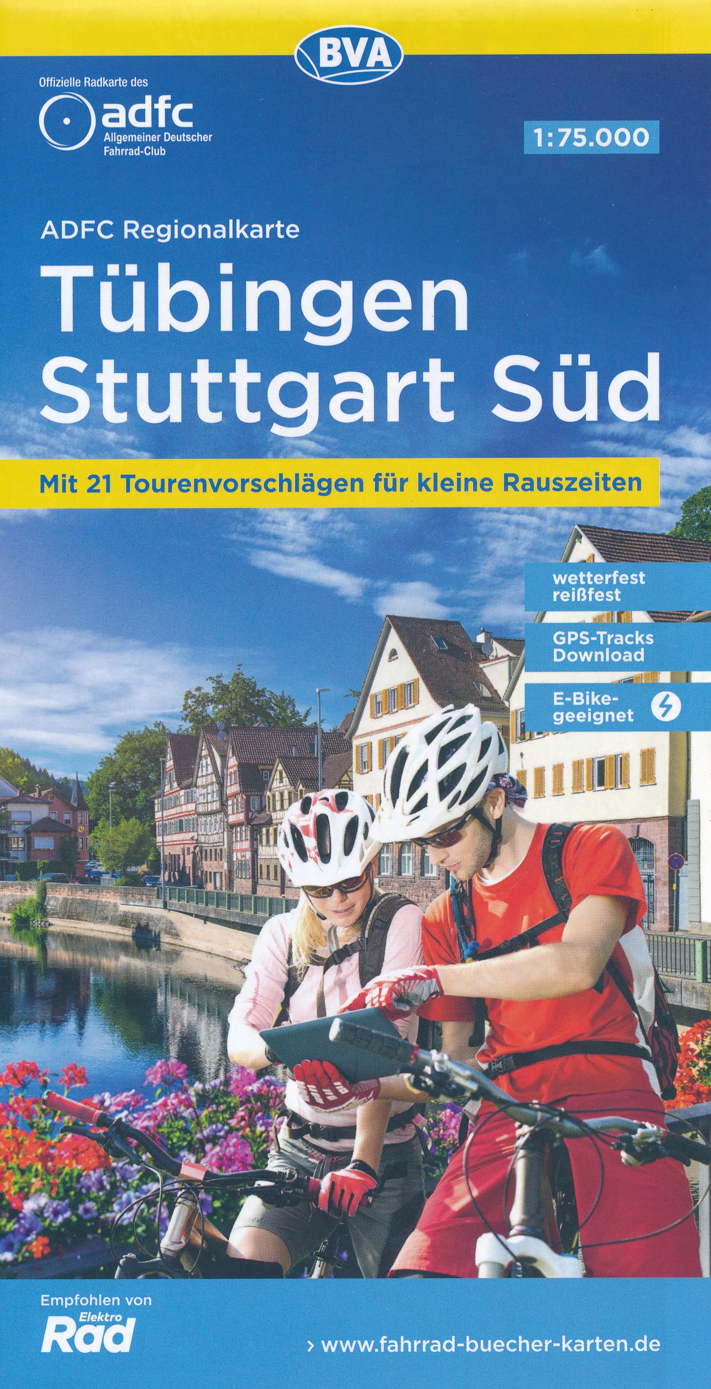 Online bestellen: Fietskaart ADFC Regionalkarte Tübingen - Stuttgart Süd | BVA BikeMedia