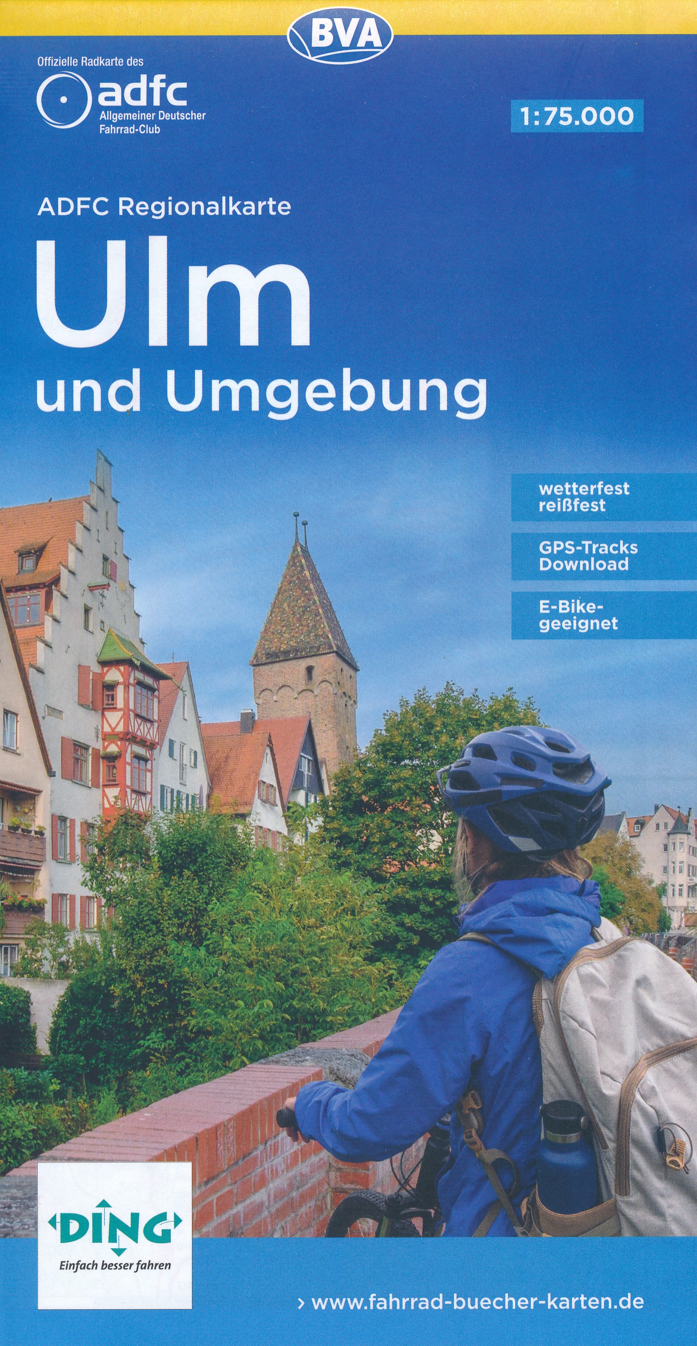 Fietskaart ADFC Regionalkarte Ulm und Umgebung | BVA BikeMedia de zwerver