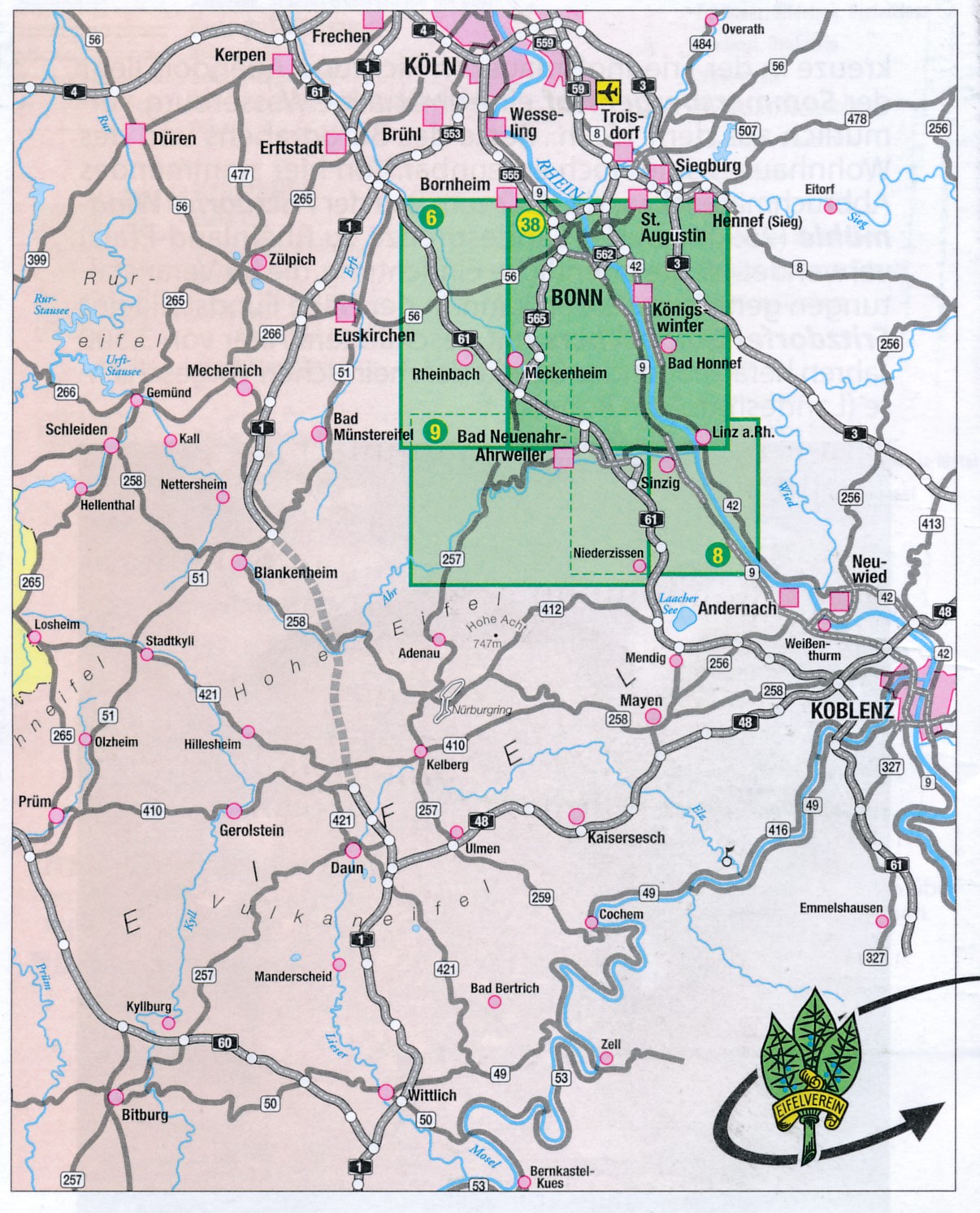 Wandelkaart 38 Drachenfelser Ländchen und Siebengebirge Eifelverein