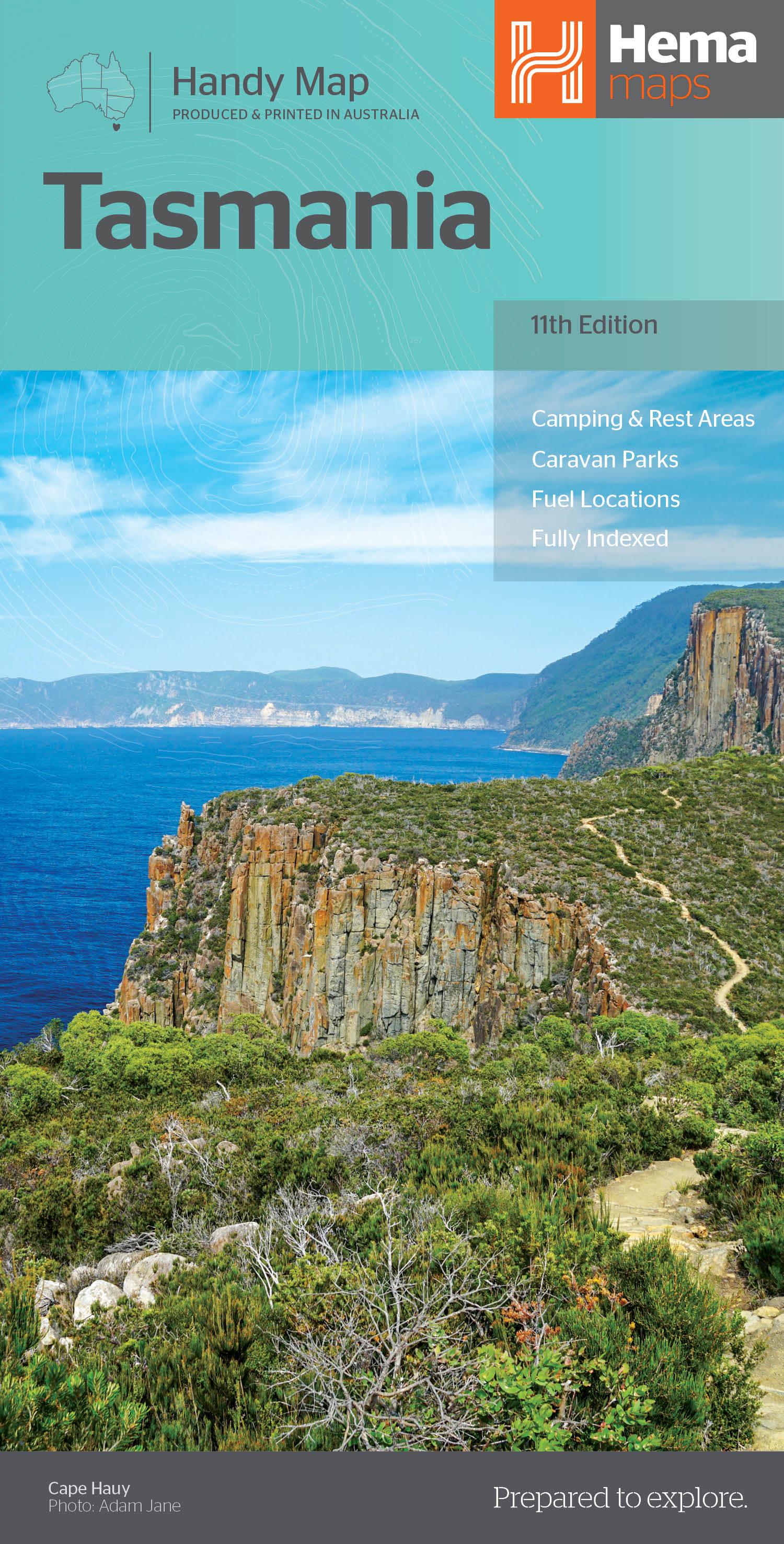 Wegenkaart – landkaart Tasmanië – Tasmania (tweezijdig) | Hema Maps