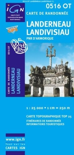 Wandelkaart 0516OT - 0516 OT Landerneau, Landivisiau topografische kaart| IGN | 