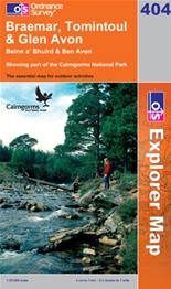 404 Wandelkaart - Topografische kaart Braemar, Tomintoul &amp; Glen Avon, Explorer 404 | Ordnance Survey | 