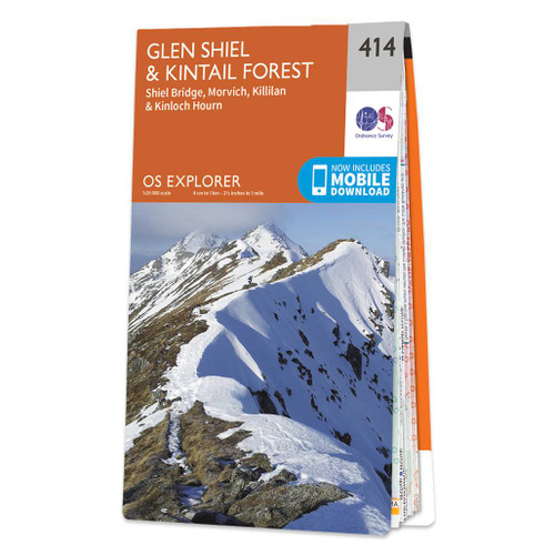 Online bestellen: Wandelkaart - Topografische kaart 414 OS Explorer Map Glen Shiel & Kintail Forest | Ordnance Survey