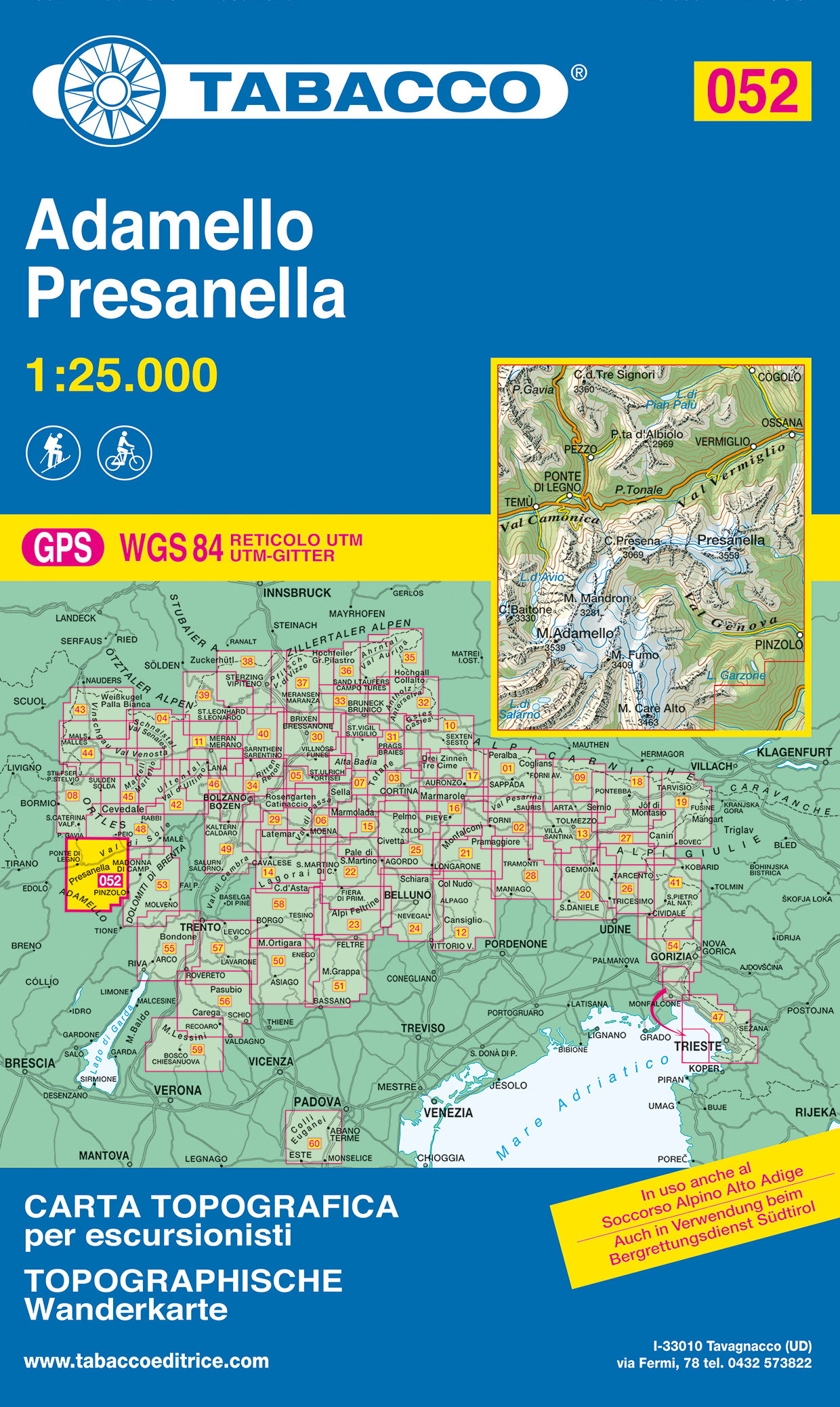 Online bestellen: Wandelkaart 052 Adamello - Presanella | Tabacco Editrice