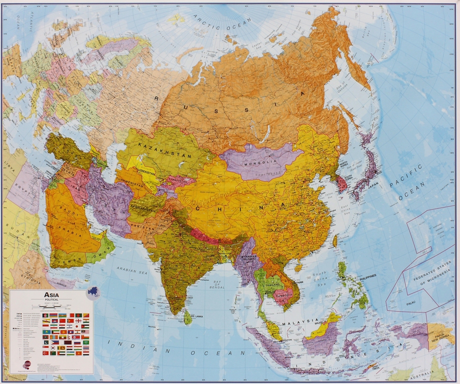 Wandkaart Azië Politiek, 120 x 100 cm | Maps International