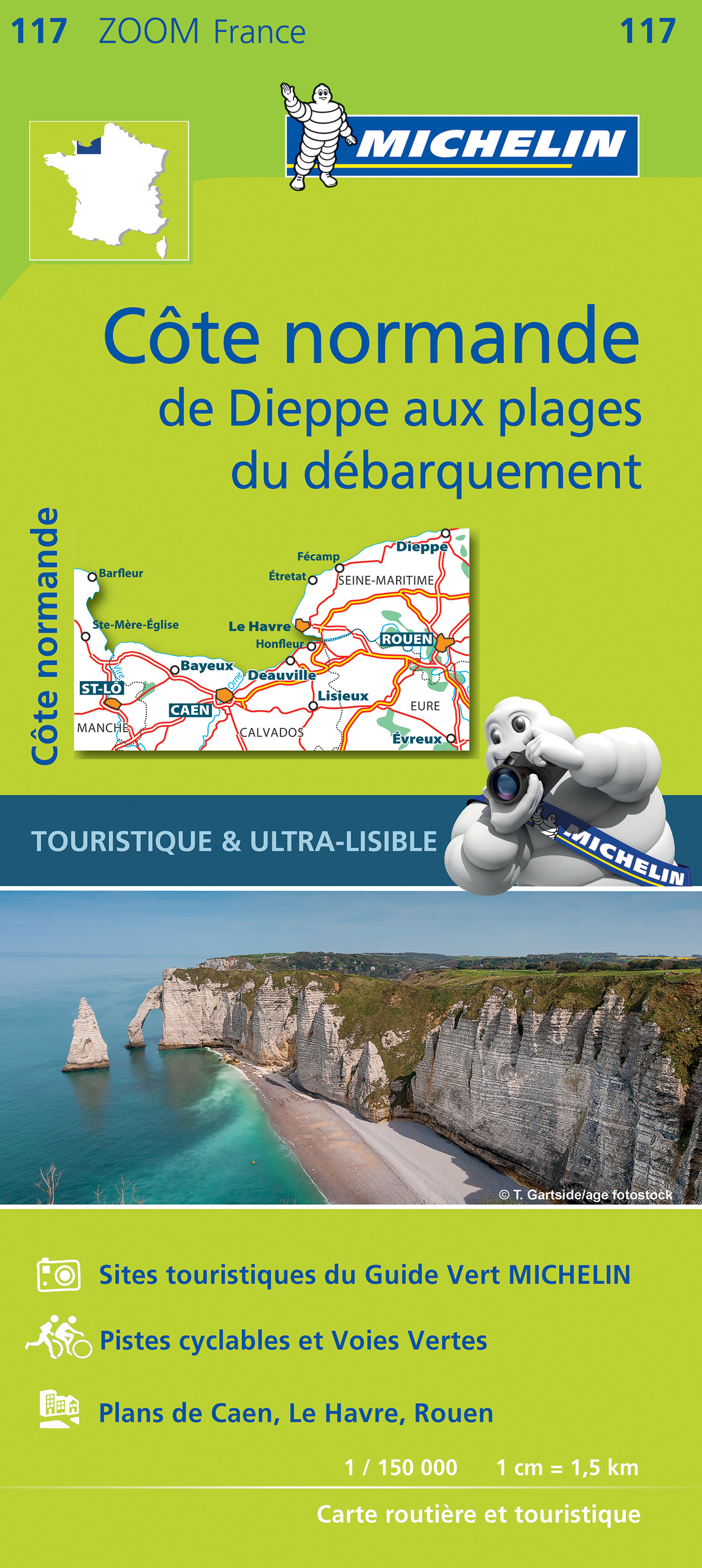 Online bestellen: Wegenkaart - landkaart 117 Côte Normande | Michelin