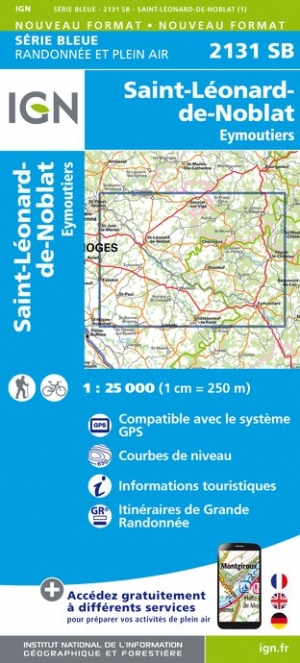 Online bestellen: Wandelkaart - Topografische kaart 2131SB St-Léonard-de-Noblat, Eymoutiers | IGN - Institut Géographique National