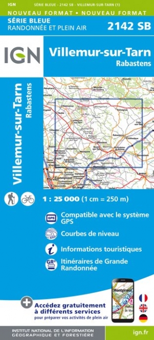 Online bestellen: Wandelkaart - Topografische kaart 2142SB Villemur-sur-Tarn | IGN - Institut Géographique National