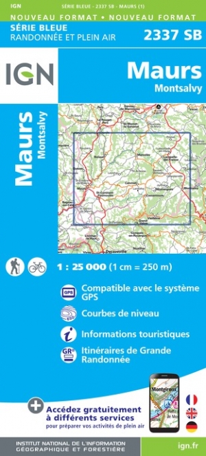 Online bestellen: Wandelkaart - Topografische kaart 2337SB Maurs | IGN - Institut Géographique National