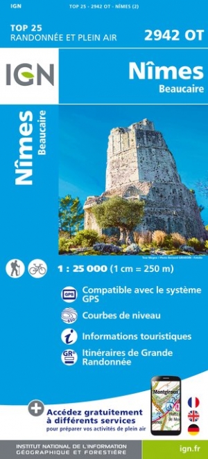 Online bestellen: Wandelkaart - Topografische kaart 2942OT Nîmes | IGN - Institut Géographique National