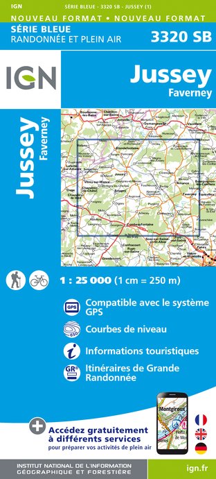 Online bestellen: Wandelkaart - Topografische kaart 3320SB Jussey - Faverney | IGN - Institut Géographique National