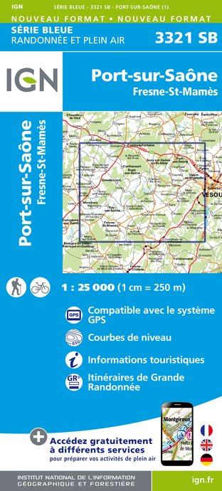 Online bestellen: Wandelkaart - Topografische kaart 3321SB Port-sur-Saône, Fresne-St-Mamès | IGN - Institut Géographique National