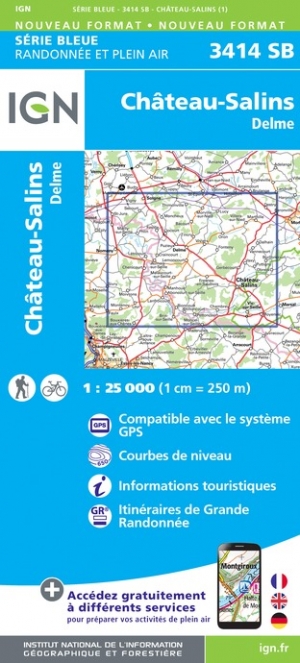 Online bestellen: Wandelkaart - Topografische kaart 3414SB Château-Salins | IGN - Institut Géographique National