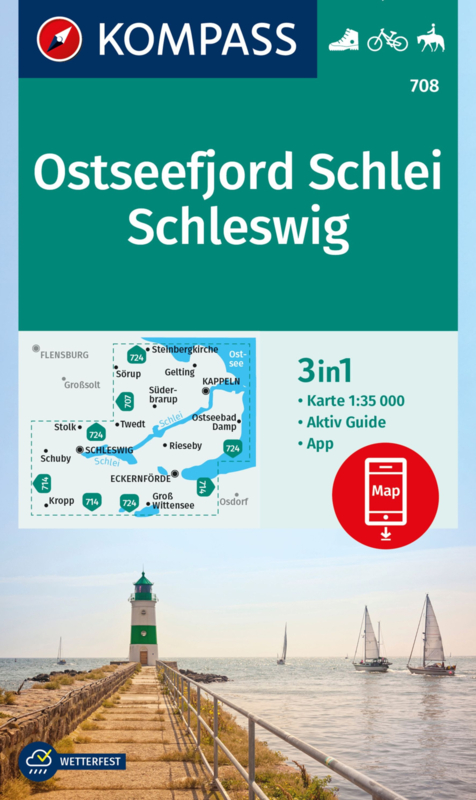 Online bestellen: Wandelkaart 708 Ostseefjord Schlei - Schleswig | Kompass