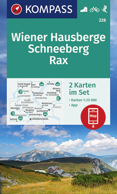 Online bestellen: Wandelkaart 228 Wiener Hausberge - Schneeberg - Rax | Kompass