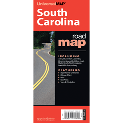 Wegenkaart - landkaart South Carolina State Road Map | Universal Map | 