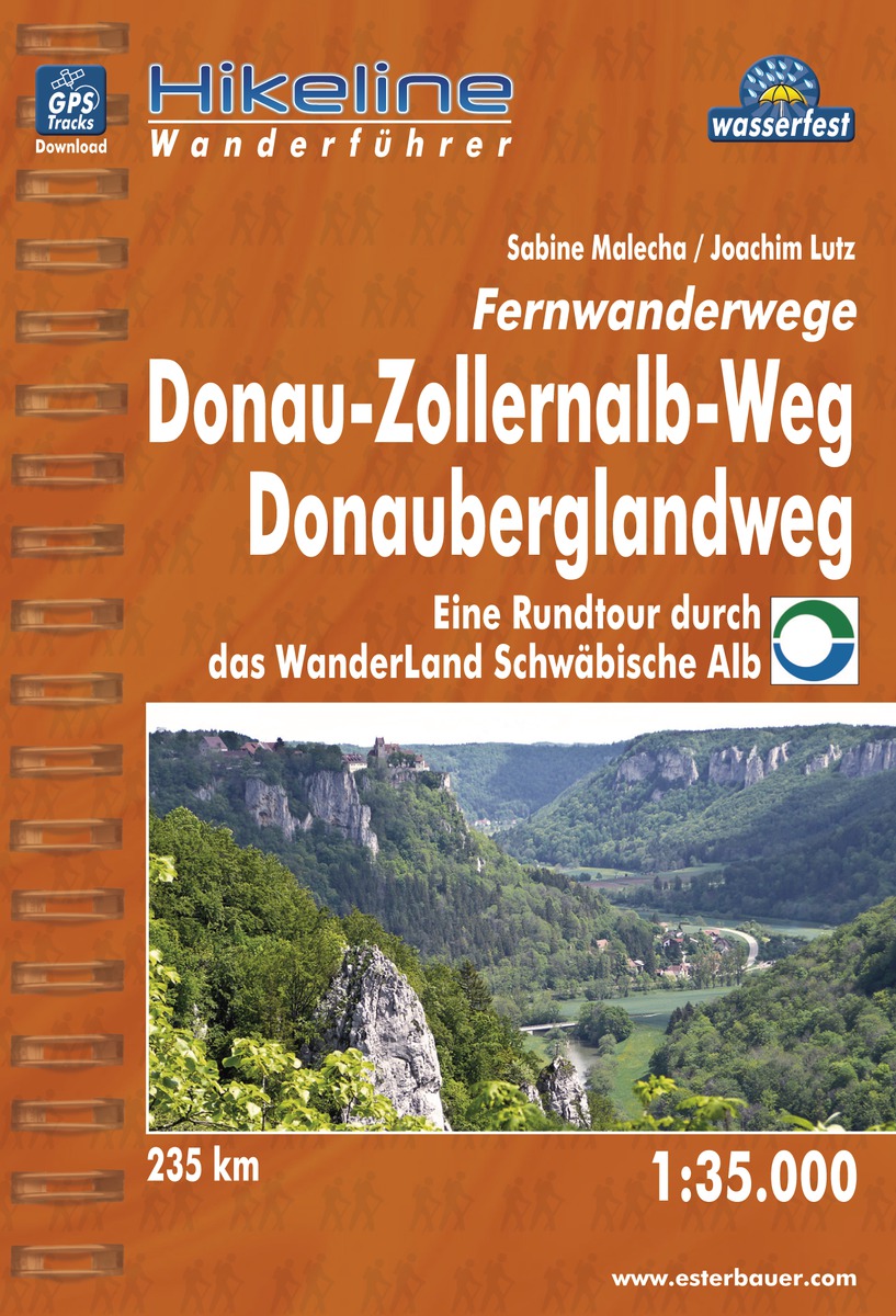 Online bestellen: Wandelgids Hikeline Donau-Zollernalb-Weg, Donauberglandweg | Esterbauer