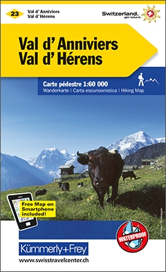 Online bestellen: Wandelkaart 23 Val d'Anniviers - Val d'Hérens - Crans-Montana | Kümmerly & Frey
