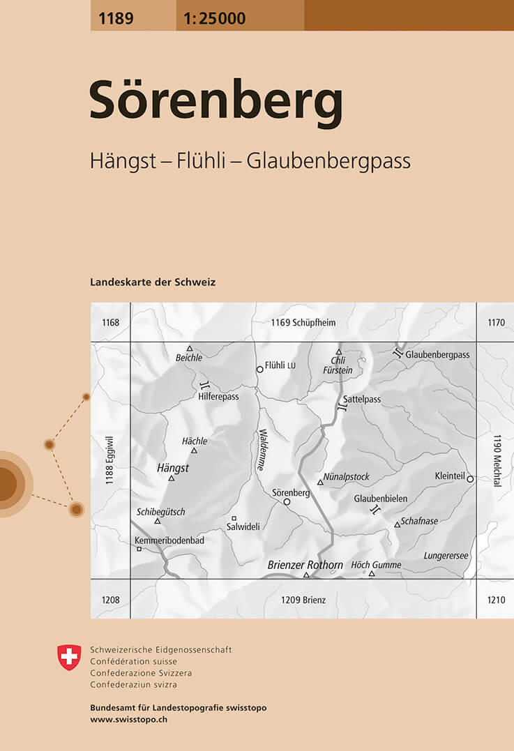 Online bestellen: Wandelkaart - Topografische kaart 1189 Sörenberg | Swisstopo