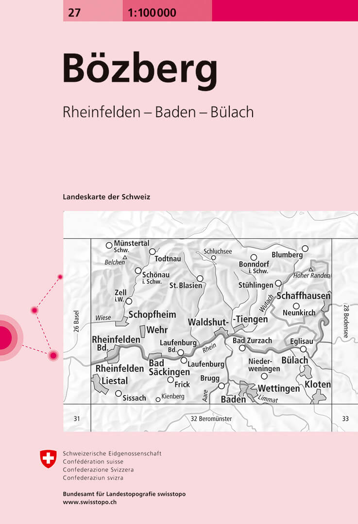 Online bestellen: Fietskaart - Topografische kaart - Wegenkaart - landkaart 27 Bözberg | Swisstopo