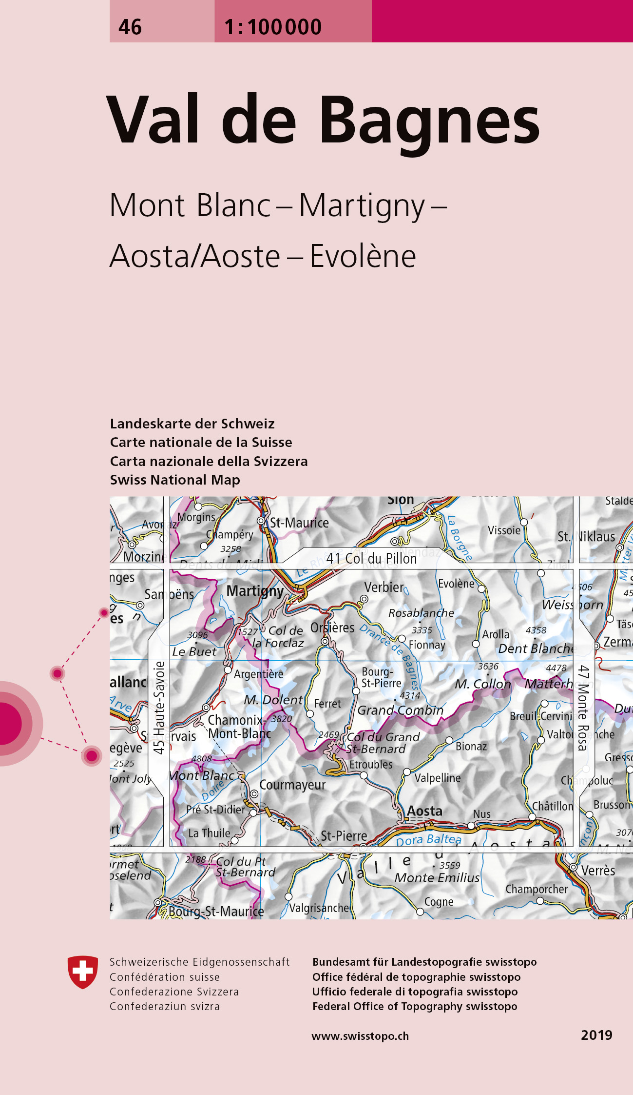 Online bestellen: Fietskaart - Topografische kaart - Wegenkaart - landkaart 46 Val de Bagnes | Swisstopo