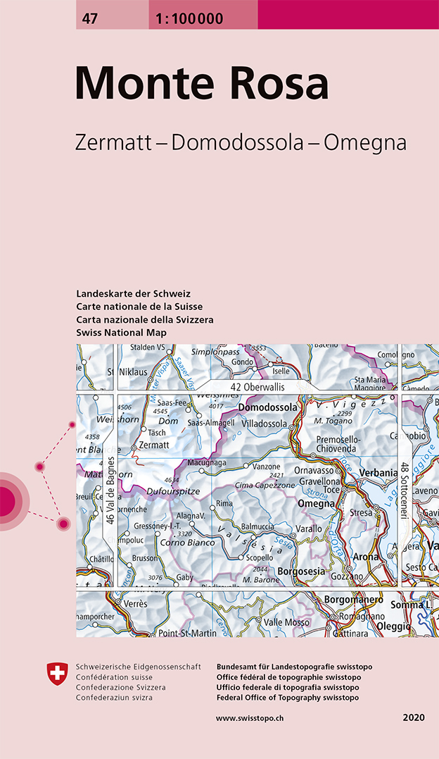 Fietskaart - Topografische kaart - Wegenkaart - landkaart 47 Monte Ros