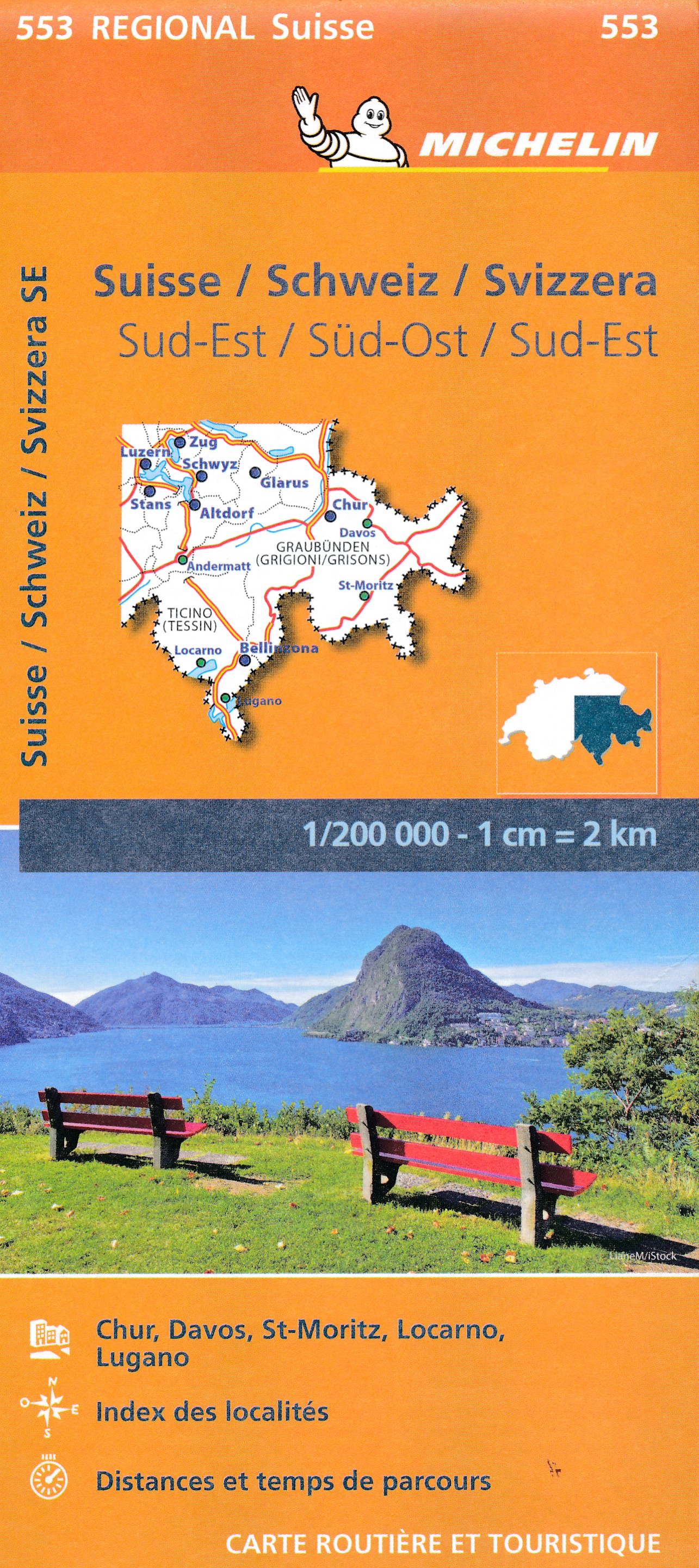 Online bestellen: Wegenkaart - landkaart 553 Zuidoost Zwitserland | Michelin