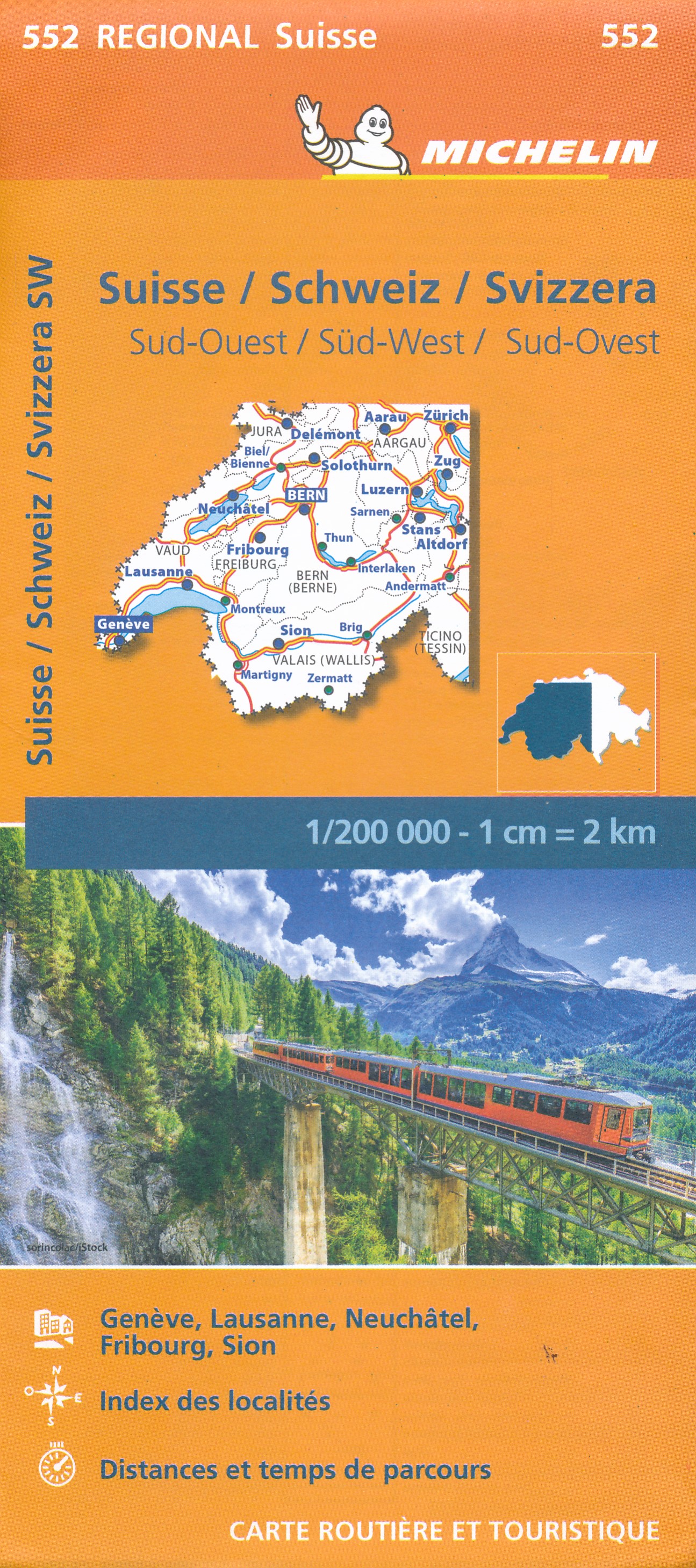 Online bestellen: Wegenkaart - landkaart 552 Zuidwest Zwitserland | Michelin