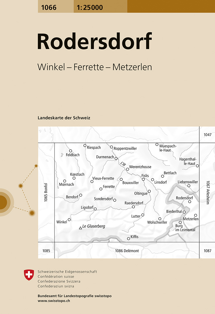 Online bestellen: Wandelkaart - Topografische kaart 1066 Rodersdorf | Swisstopo