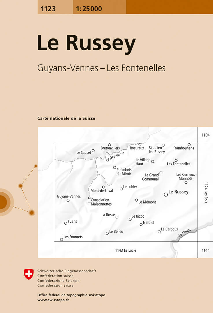 Online bestellen: Wandelkaart - Topografische kaart 1123 Le Russey | Swisstopo