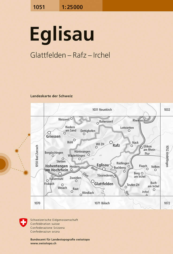 Online bestellen: Wandelkaart - Topografische kaart 1051 Eglisau | Swisstopo