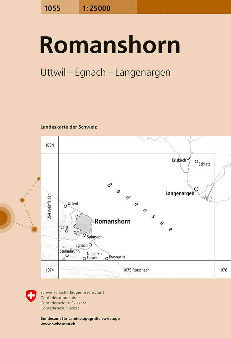 Online bestellen: Wandelkaart - Topografische kaart 1055 Romanshorn | Swisstopo