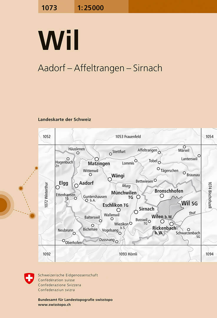 Online bestellen: Wandelkaart - Topografische kaart 1073 Wil | Swisstopo