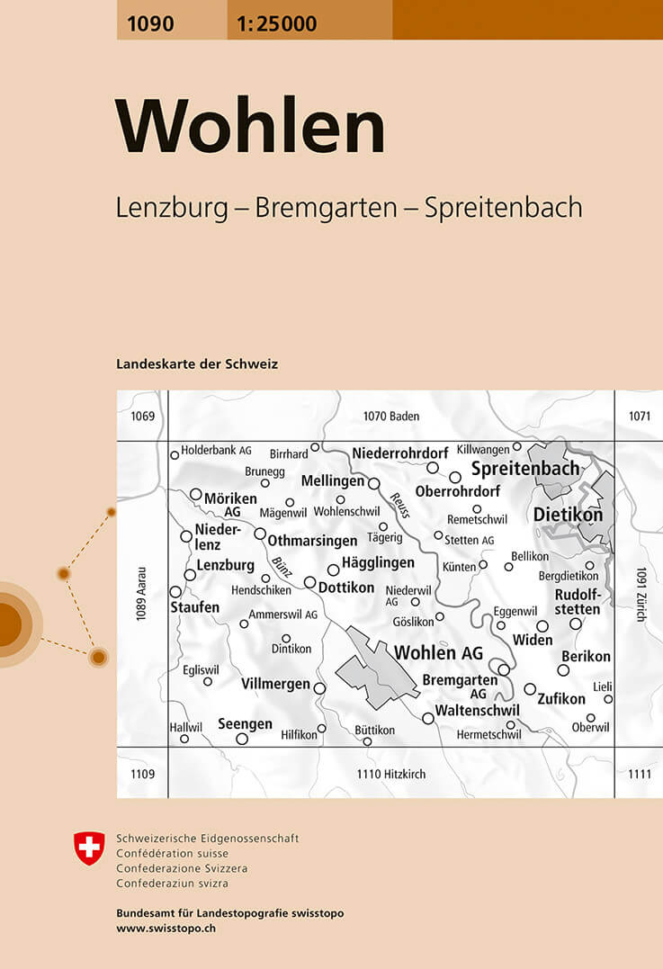 Online bestellen: Wandelkaart - Topografische kaart 1090 Wohlen | Swisstopo