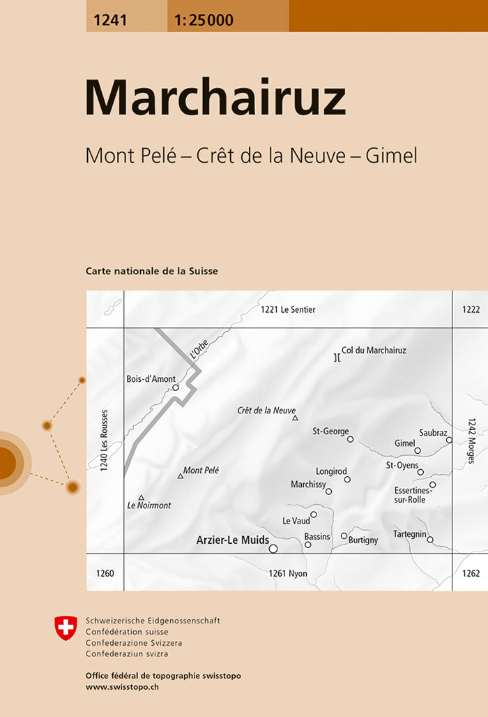 Online bestellen: Wandelkaart - Topografische kaart 1241 Marchairuz | Swisstopo