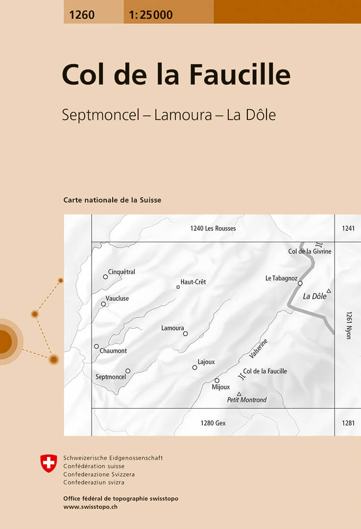 Online bestellen: Wandelkaart - Topografische kaart 1260 Col de la Faucille | Swisstopo
