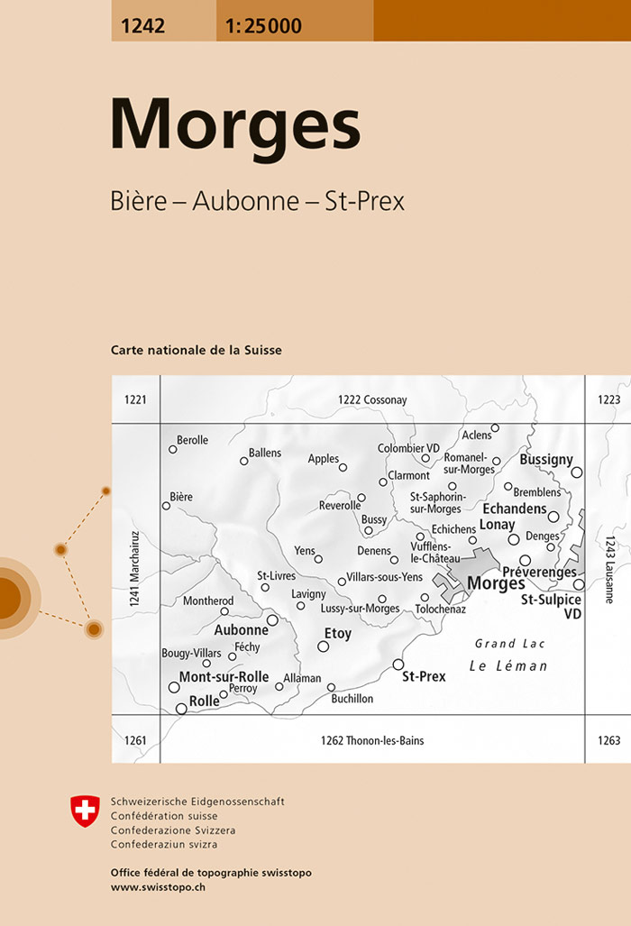 Online bestellen: Wandelkaart - Topografische kaart 1242 Morges | Swisstopo