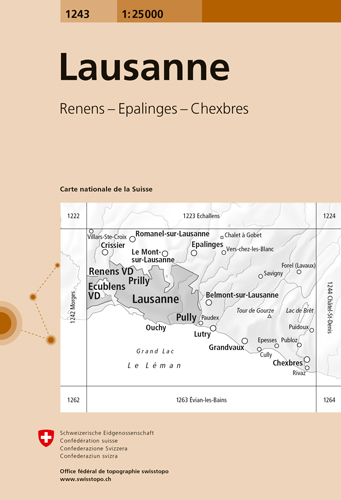 Online bestellen: Wandelkaart - Topografische kaart 1243 Lausanne | Swisstopo