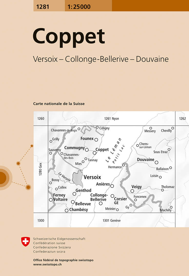 Online bestellen: Wandelkaart - Topografische kaart 1281 Coppet | Swisstopo