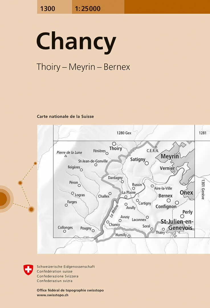 Online bestellen: Wandelkaart - Topografische kaart 1300 Chancy | Swisstopo