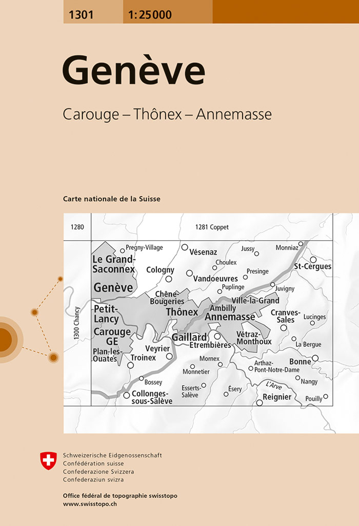Online bestellen: Wandelkaart - Topografische kaart 1301 Genève | Swisstopo