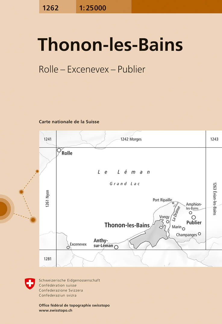 Online bestellen: Wandelkaart - Topografische kaart 1262 Thonon-les-Bains | Swisstopo
