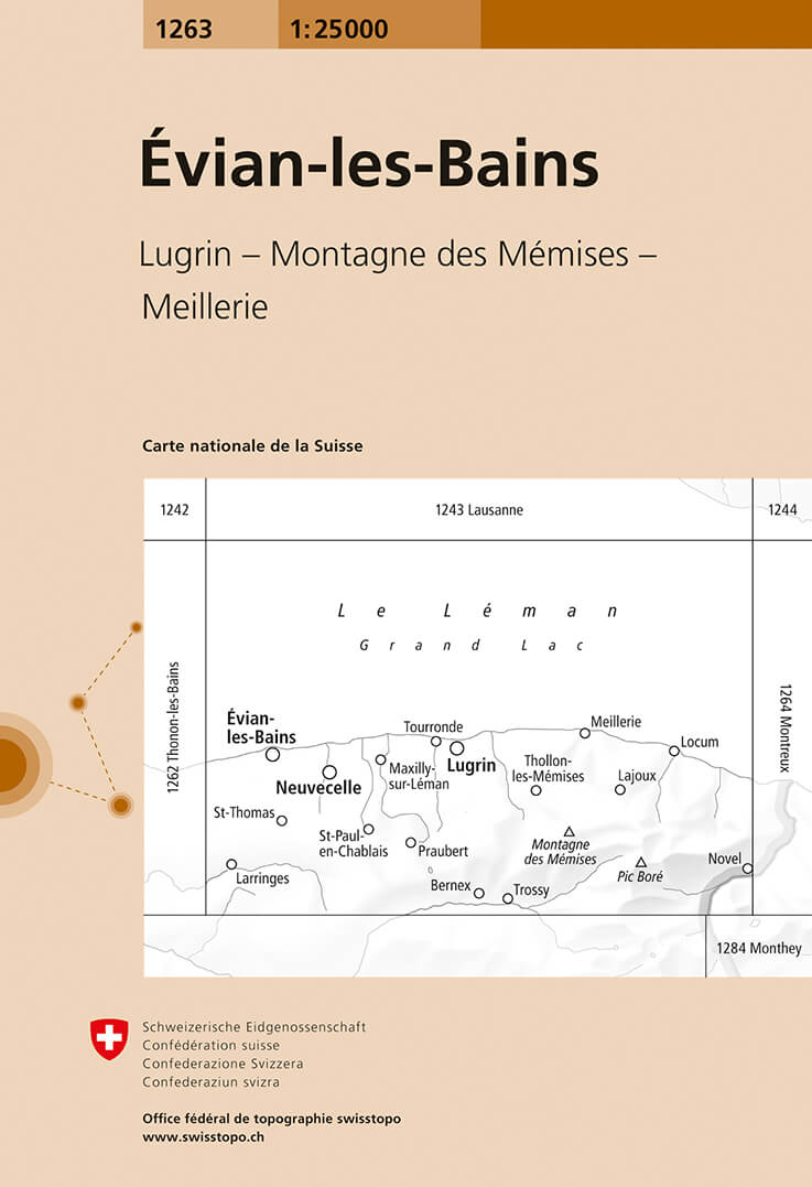 Online bestellen: Wandelkaart - Topografische kaart 1263 Évian-les-Bains | Swisstopo
