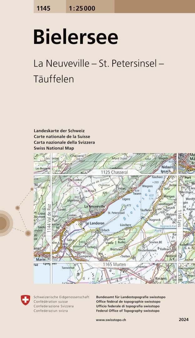 Online bestellen: Wandelkaart - Topografische kaart 1145 Bieler See | Swisstopo
